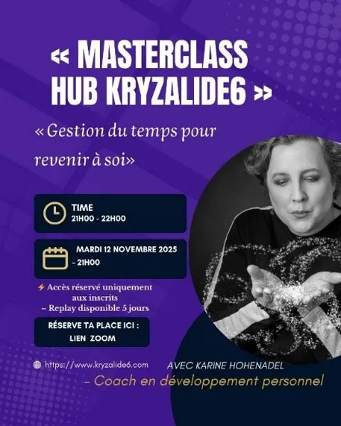 Image Karine hohenadel masterclass « Gestion du temps pour revenir à soi »